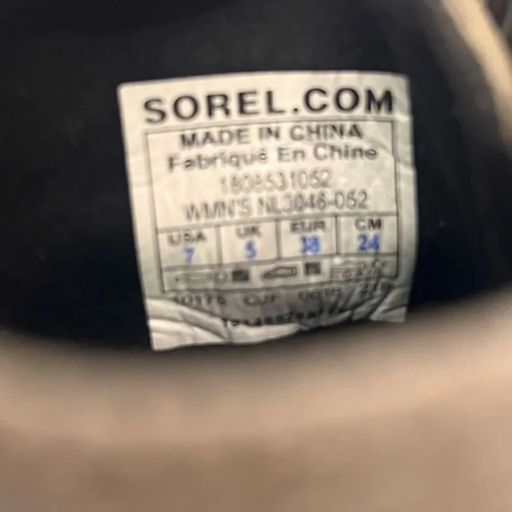 Sorel Grey Leather & Canvas Mid Calf‎ Lace Up Booties Size 7